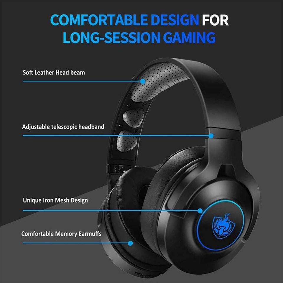 PHOINIKAS Q9 Pro Gaming Bluetooth Headphones With Removable External Mic