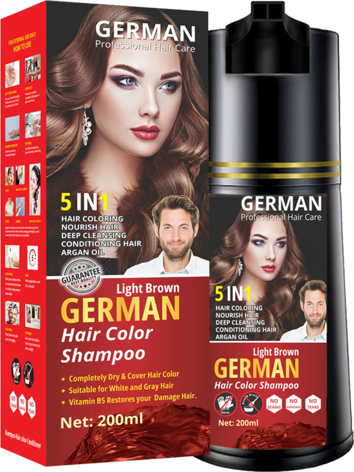 German Hair Color Shampoo 5-in-1 ,with Keratin, Argan Oil, Vitamin B5