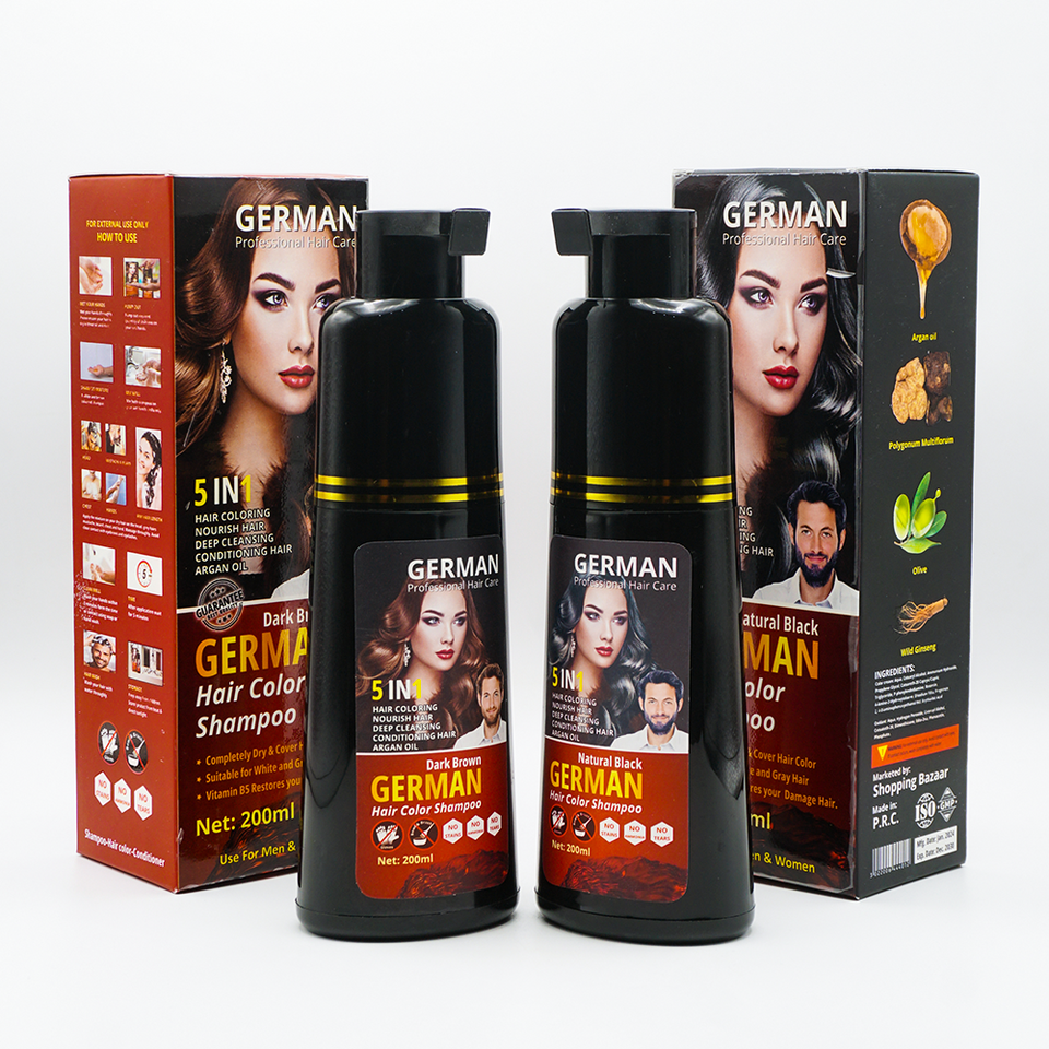 German Hair Color Shampoo 5-in-1 ,with Keratin, Argan Oil, Vitamin B5